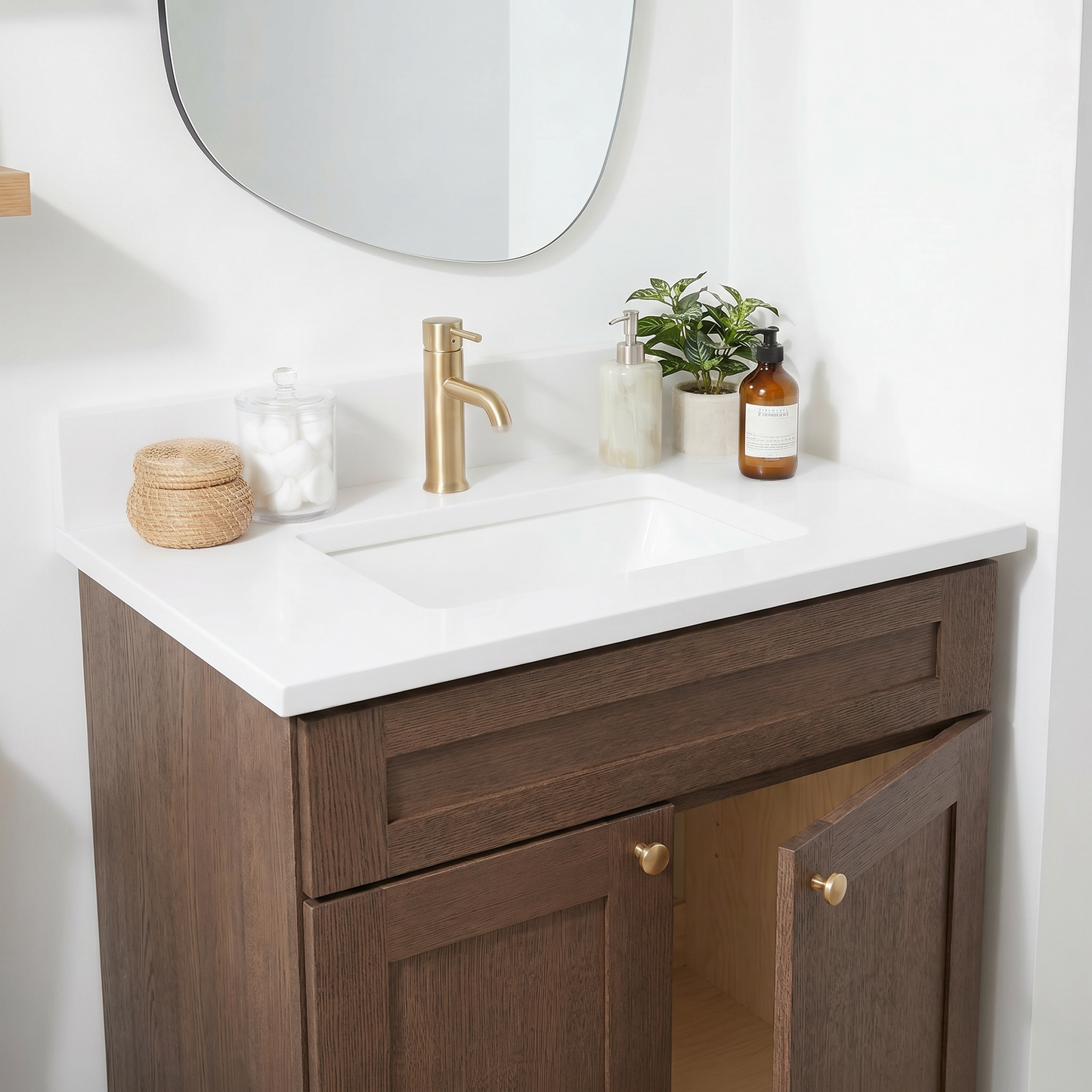 30" Coffee Bean Oak Shaker Vanity – Single Sink