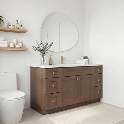60" Coffee Bean Oak Shaker Vanity – Single Sink