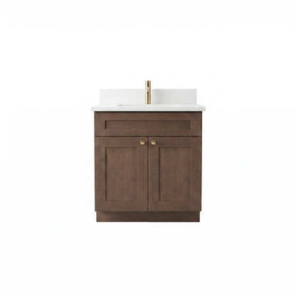 30" Coffee Bean Oak Shaker Vanity – Single Sink