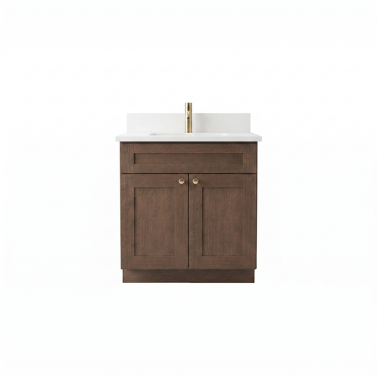 30" Coffee Bean Oak Shaker Vanity – Single Sink