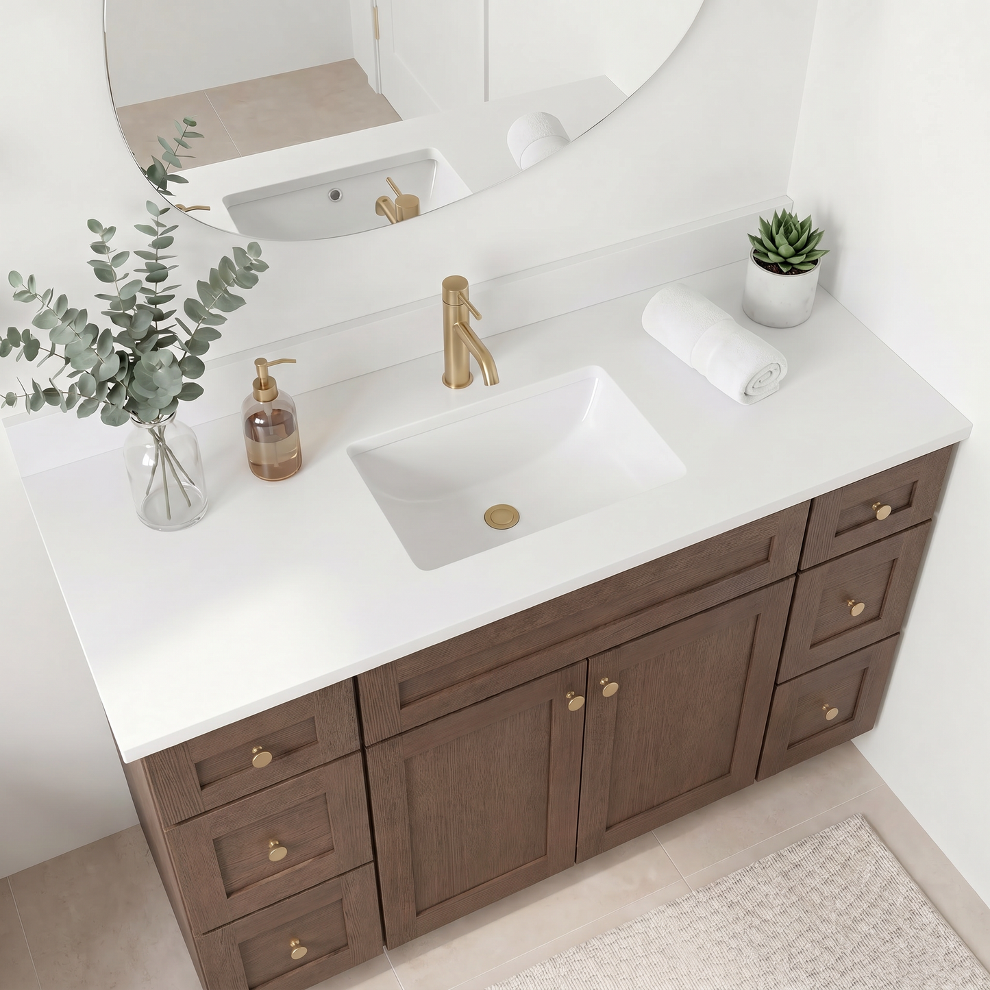 60" Coffee Bean Oak Shaker Vanity – Single Sink