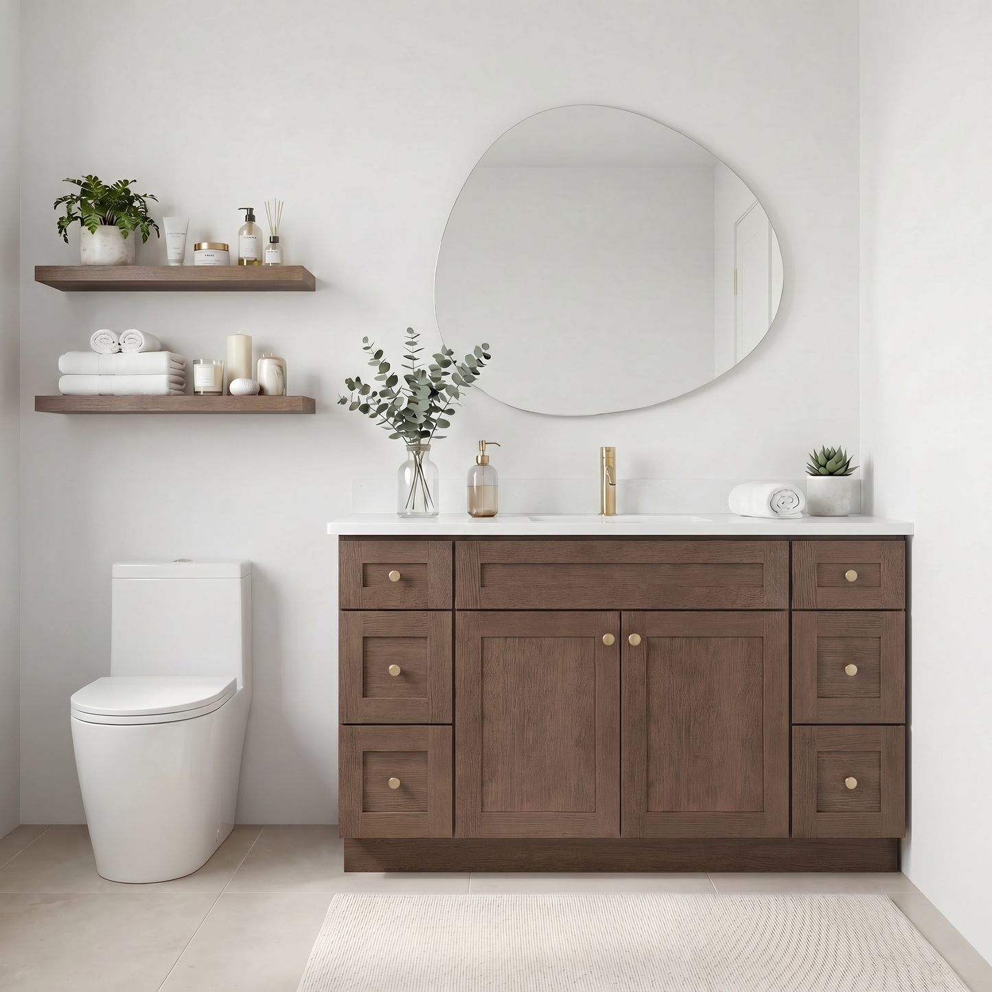 60" Coffee Bean Oak Shaker Vanity – Single Sink