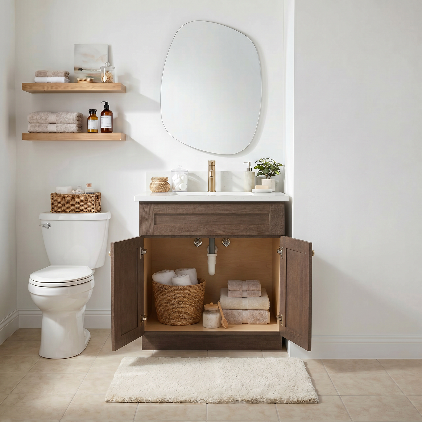 30" Coffee Bean Oak Shaker Vanity – Single Sink