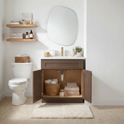 30" Coffee Bean Oak Shaker Vanity – Single Sink