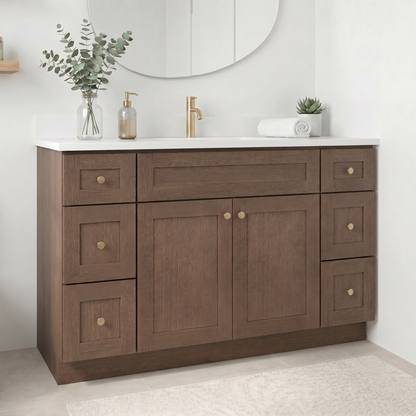 60" Coffee Bean Oak Shaker Vanity – Single Sink