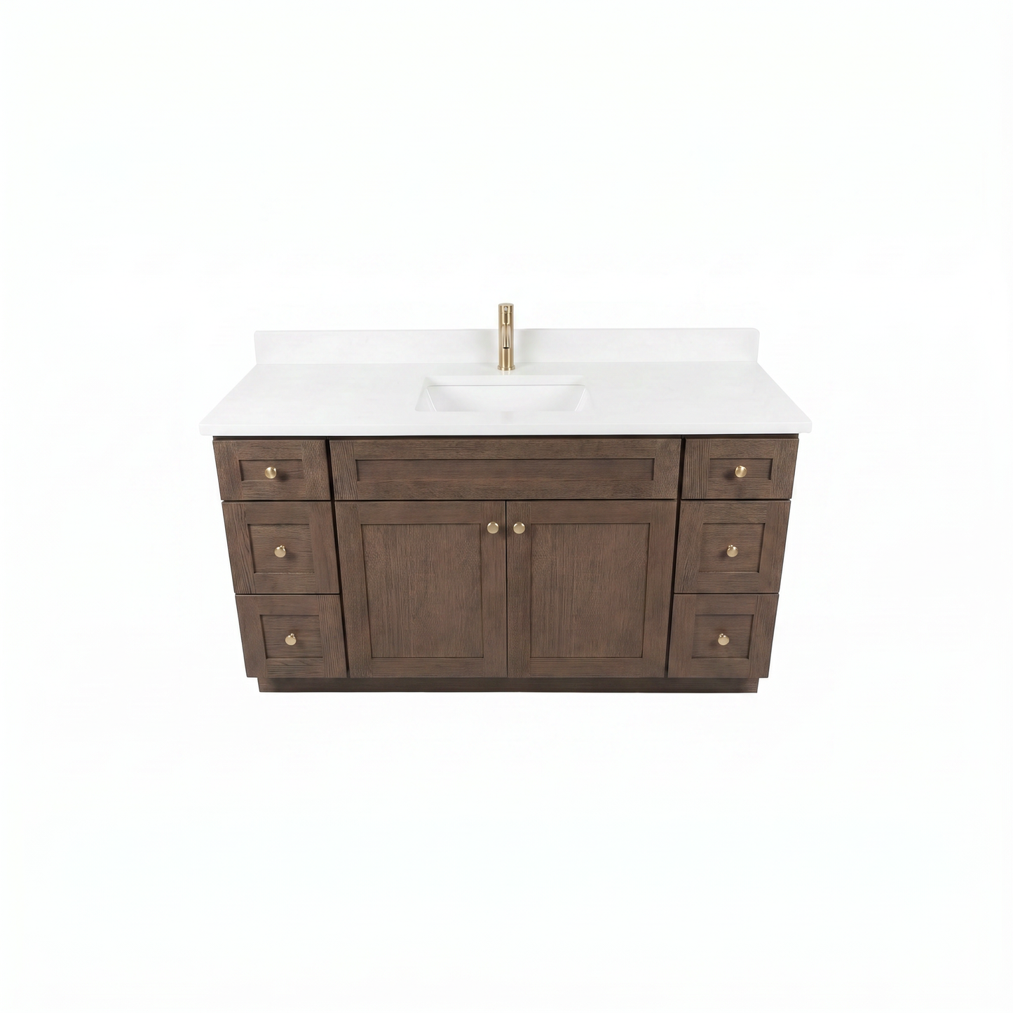 60" Coffee Bean Oak Shaker Vanity – Single Sink