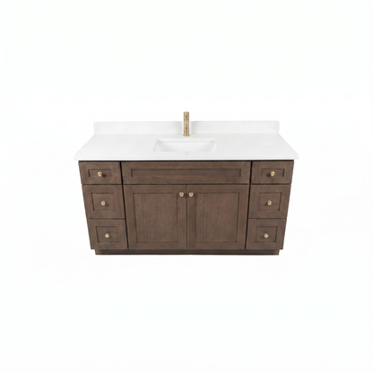 60" Coffee Bean Oak Shaker Vanity – Single Sink