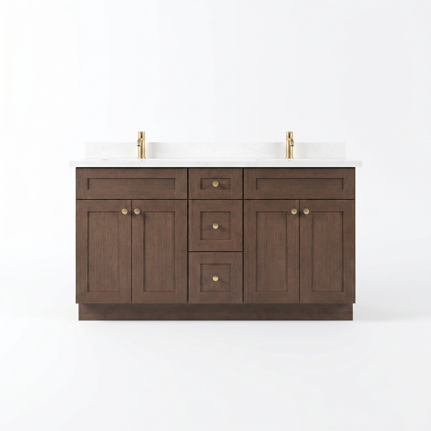 60" Coffee Bean Oak Shaker Vanity – Double Sink