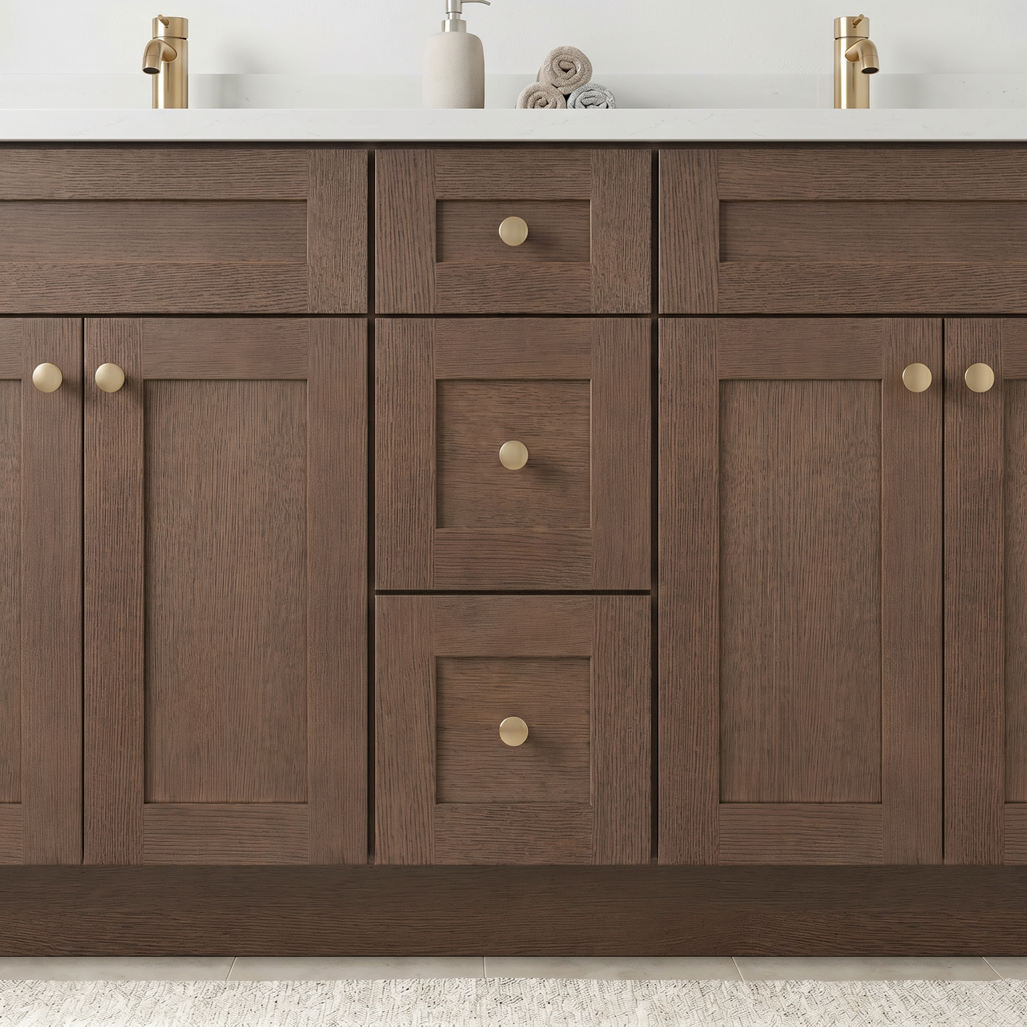 60" Coffee Bean Oak Shaker Vanity – Double Sink
