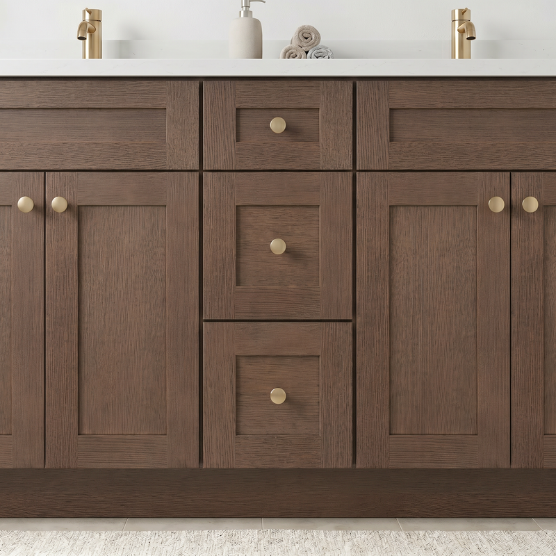 60" Midnight Walnut Slim Shaker Bathroom Vanity with Quartz Top – Double Sink
