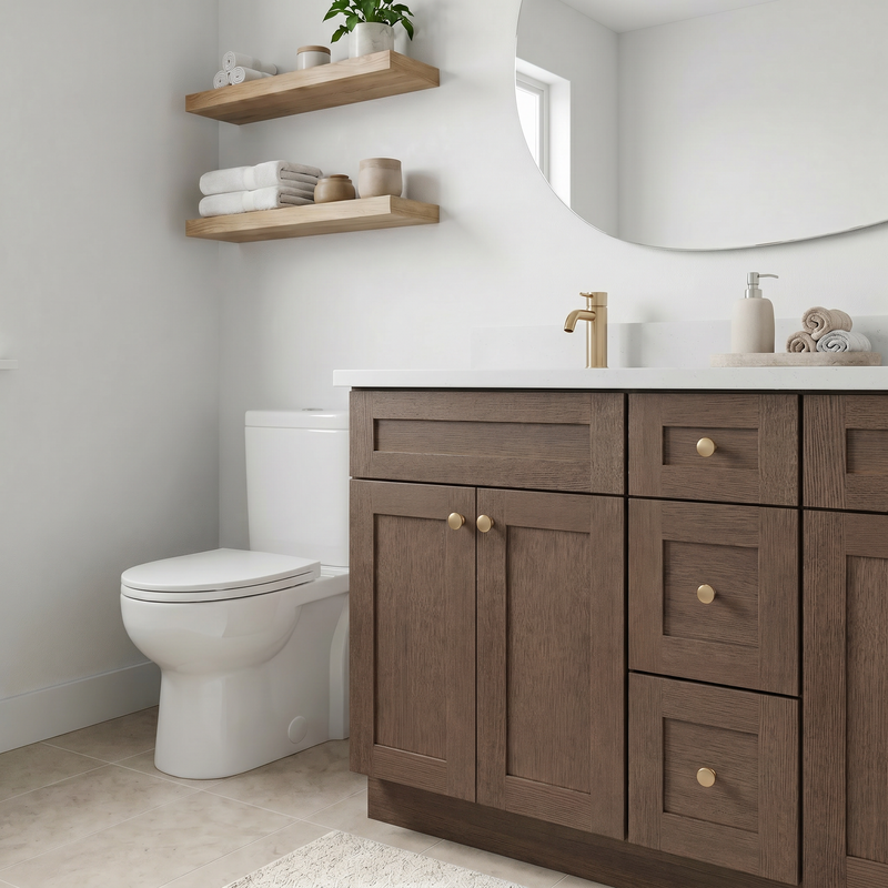 60" Midnight Walnut Slim Shaker Bathroom Vanity with Quartz Top – Double Sink