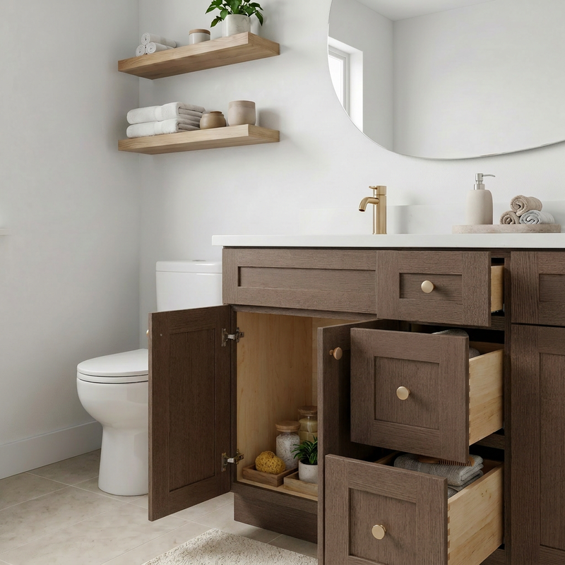 60" Midnight Walnut Slim Shaker Bathroom Vanity with Quartz Top – Double Sink