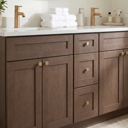 72" Coffee Bean Oak Shaker Vanity – Double Sink