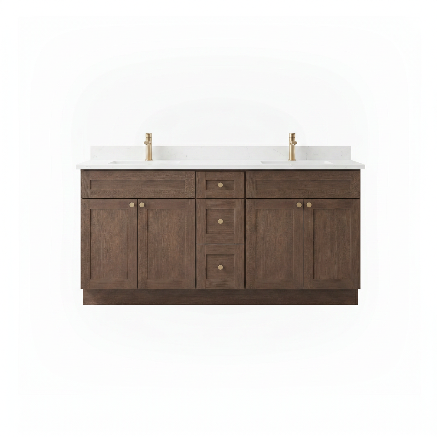 72" Coffee Bean Oak Shaker Vanity – Double Sink