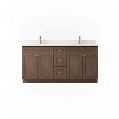 72" Coffee Bean Oak Shaker Vanity – Double Sink