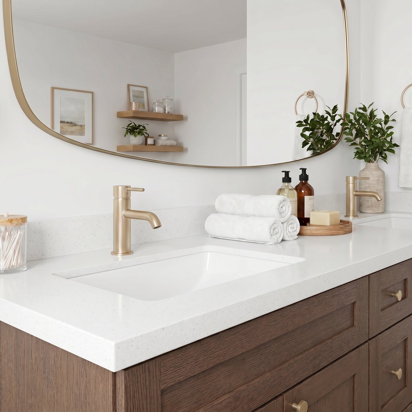 84" Coffee Bean Oak Shaker Vanity – Double Sink - 6 Drawers