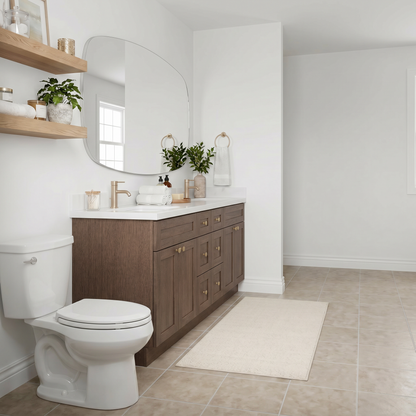 84" Coffee Bean Oak Shaker Vanity – Double Sink - 6 Drawers