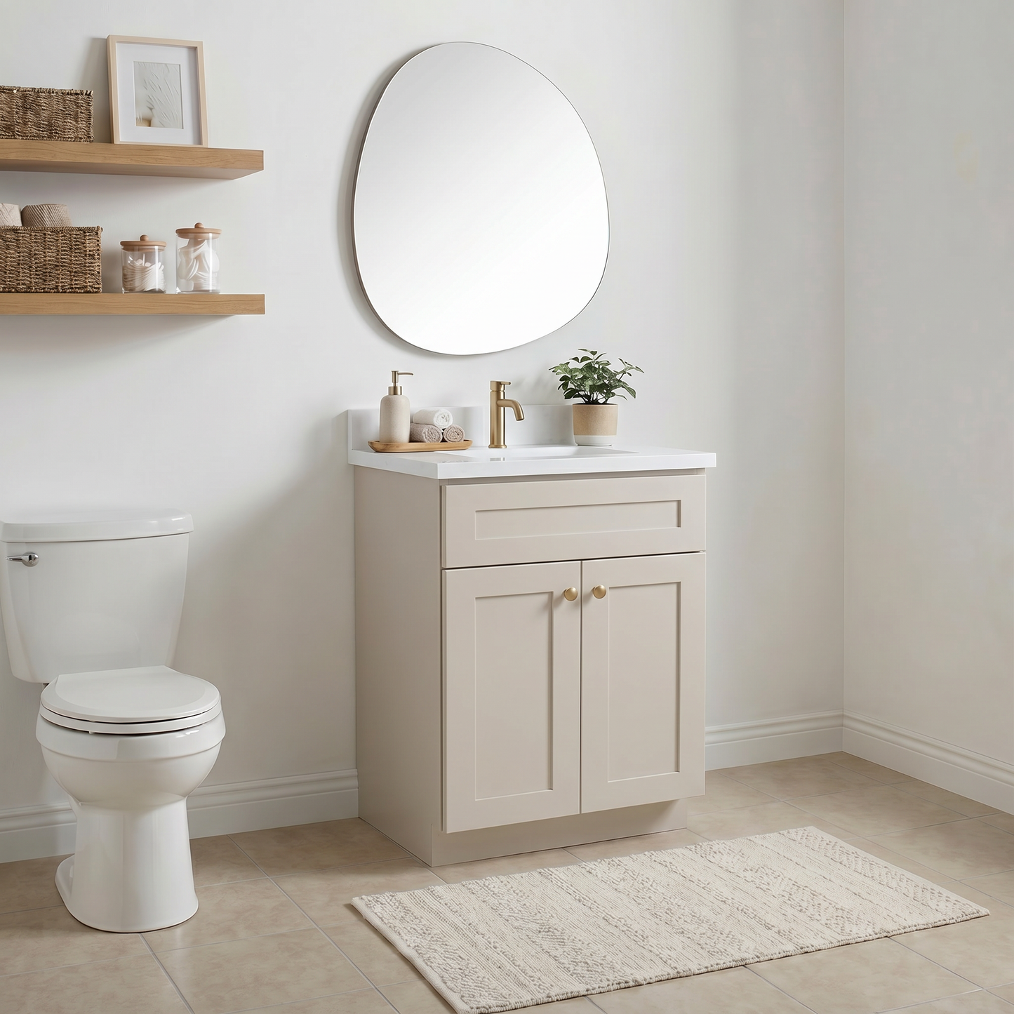 24" Taupe Shaker Vanity - Single sink