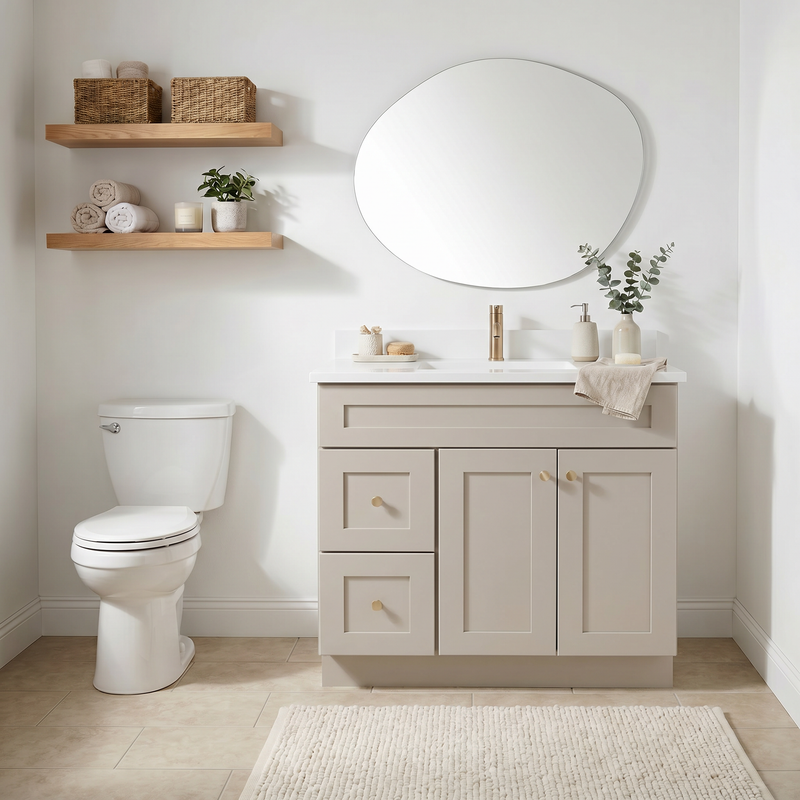 36" Taupe Shaker Vanity – Single Sink