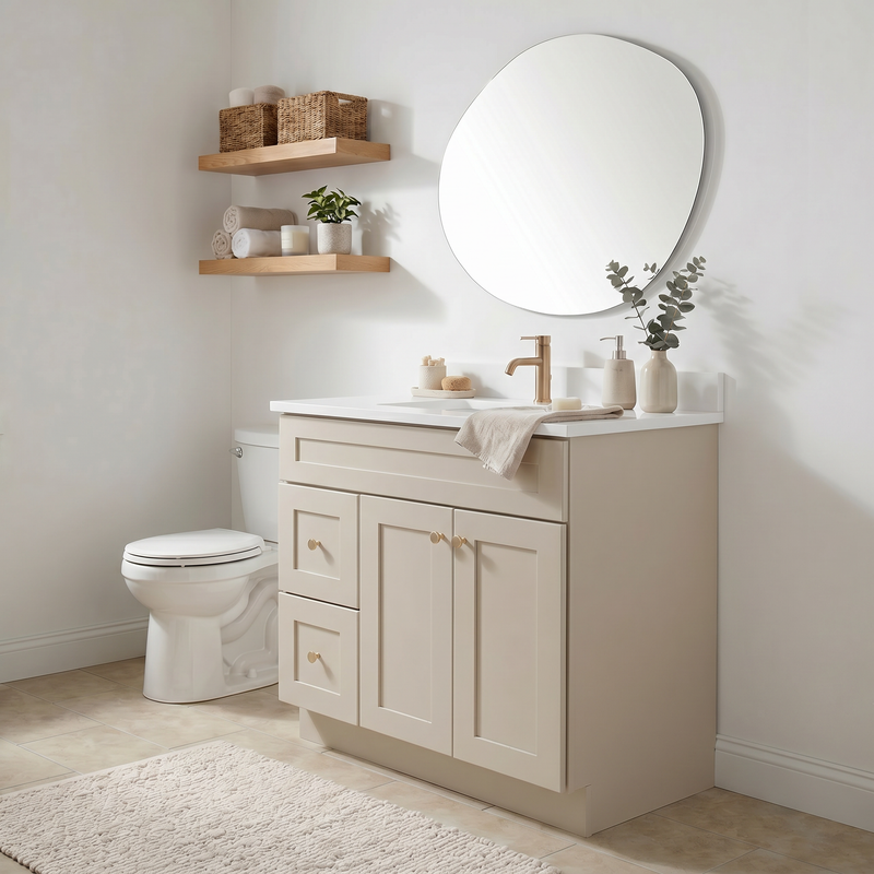 36" Taupe Shaker Vanity – Single Sink