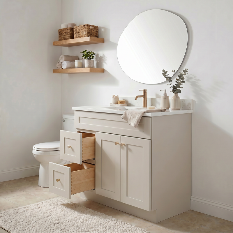 36" Taupe Shaker Vanity – Single Sink