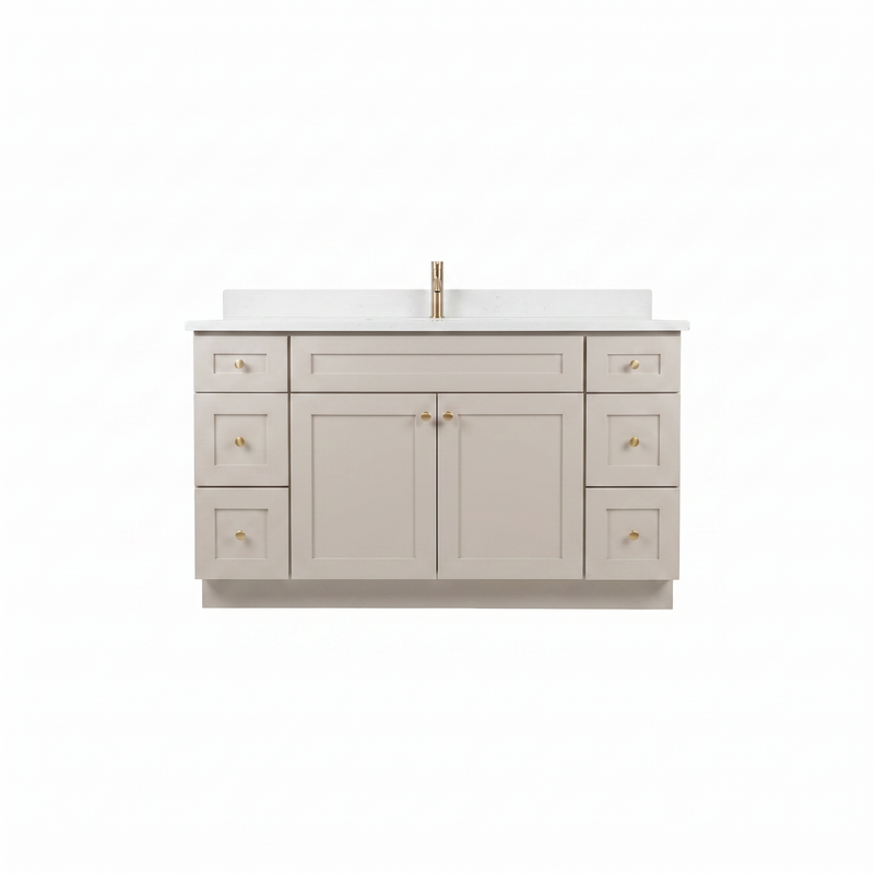 60" Taupe Shaker Vanity – Single Sink