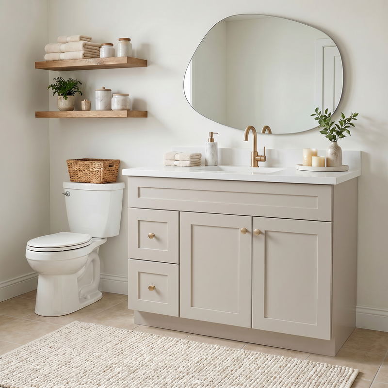 42" Taupe Shaker Vanity – Single Sink