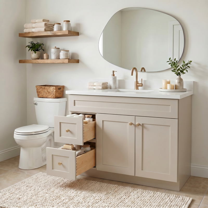 42" Taupe Shaker Vanity – Single Sink