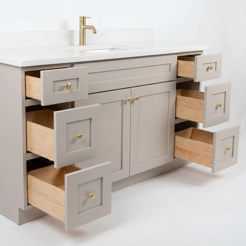 60" Taupe Shaker Vanity – Single Sink
