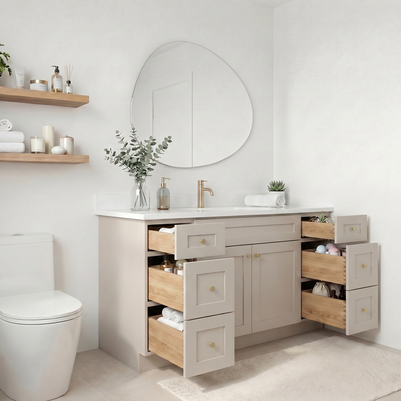 60" Taupe Shaker Vanity – Single Sink