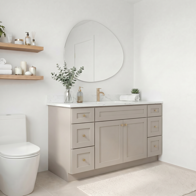 60" Taupe Shaker Vanity – Single Sink