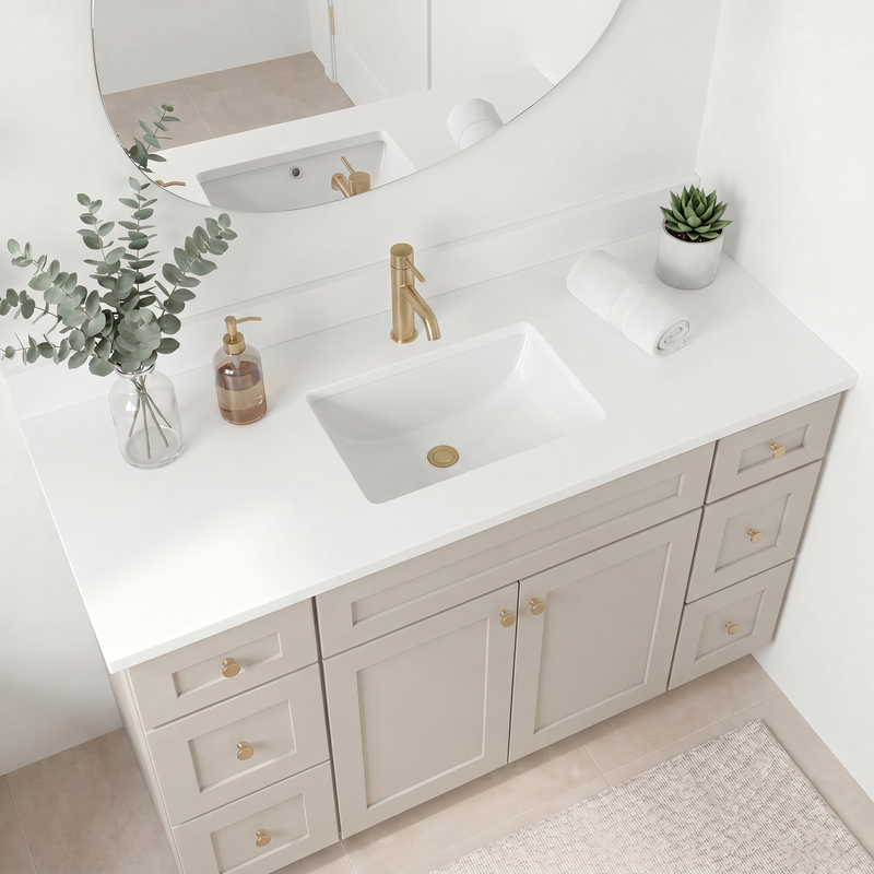 60" Taupe Shaker Vanity – Single Sink
