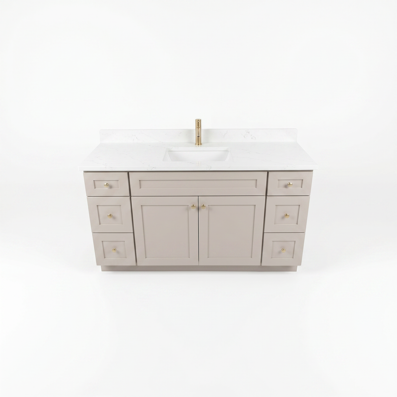 60" Taupe Shaker Vanity – Single Sink