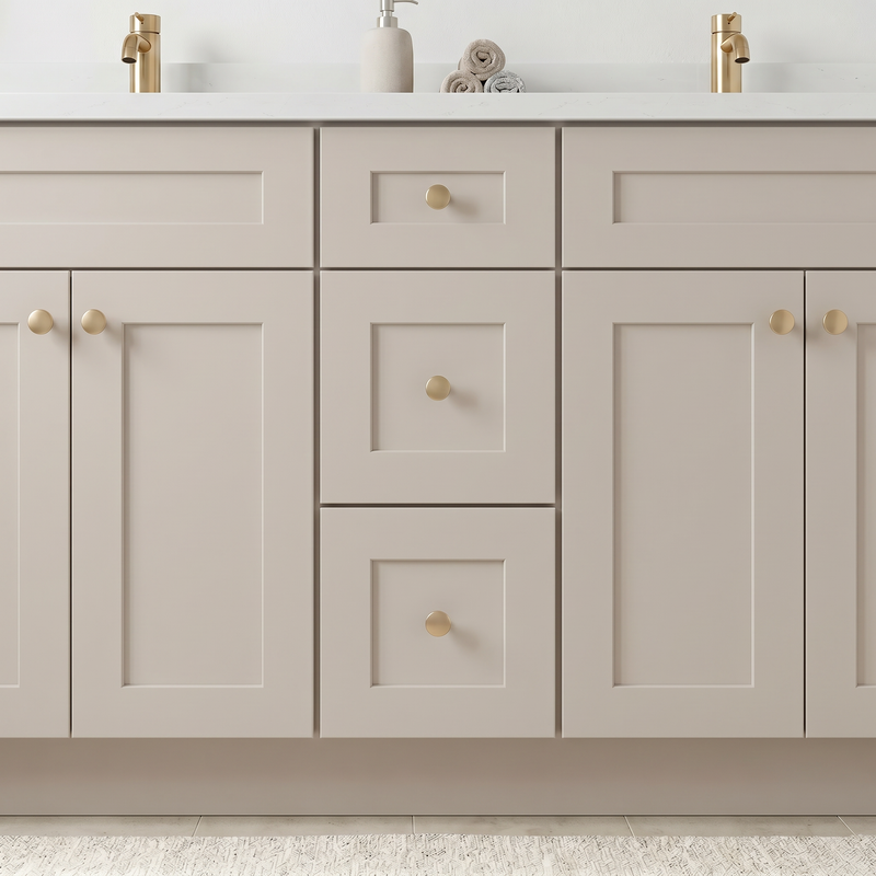 60" Taupe Shaker Vanity – Double Sink