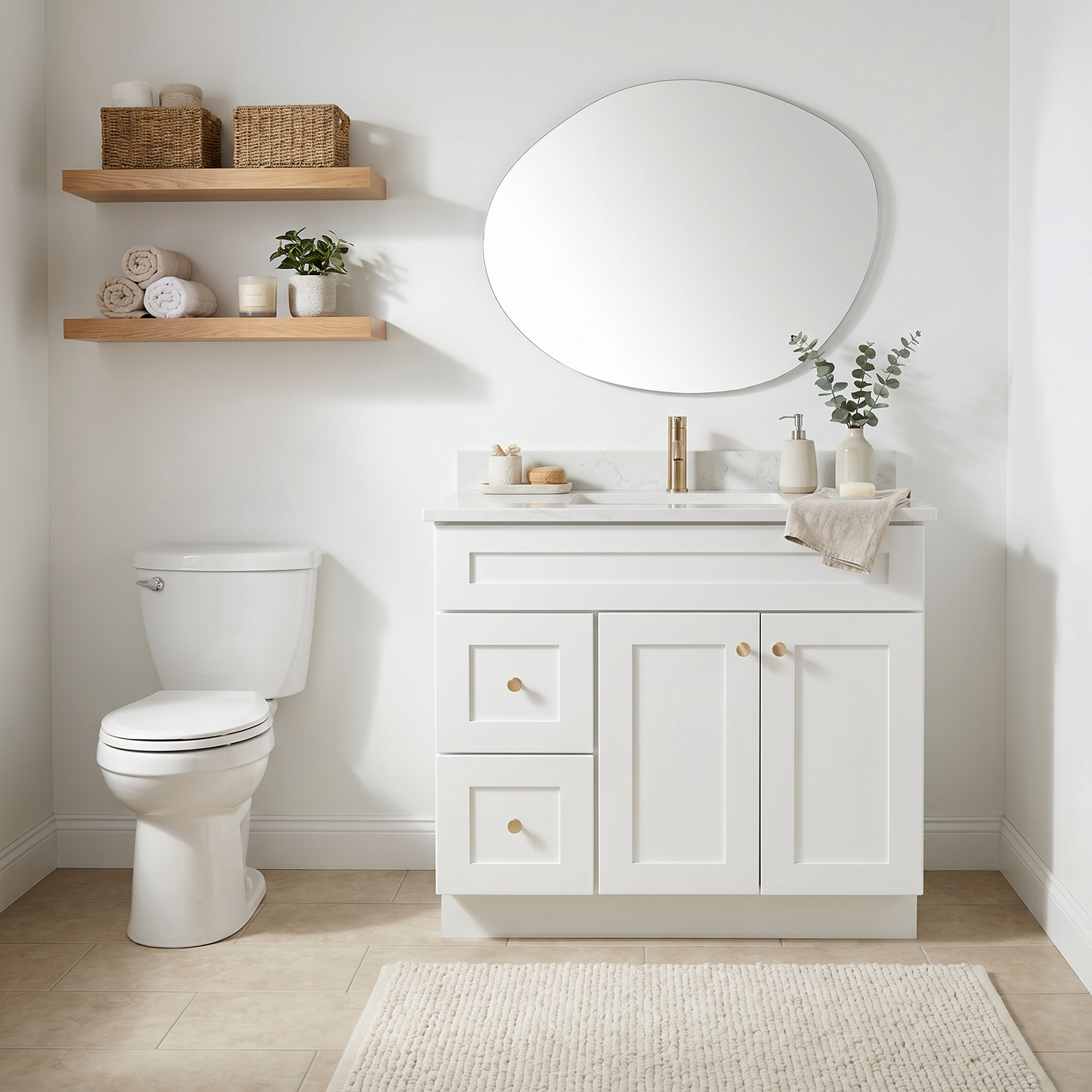 36" White Shaker Vanity – Single Sink