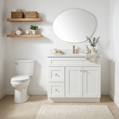 36" White Shaker Vanity – Single Sink