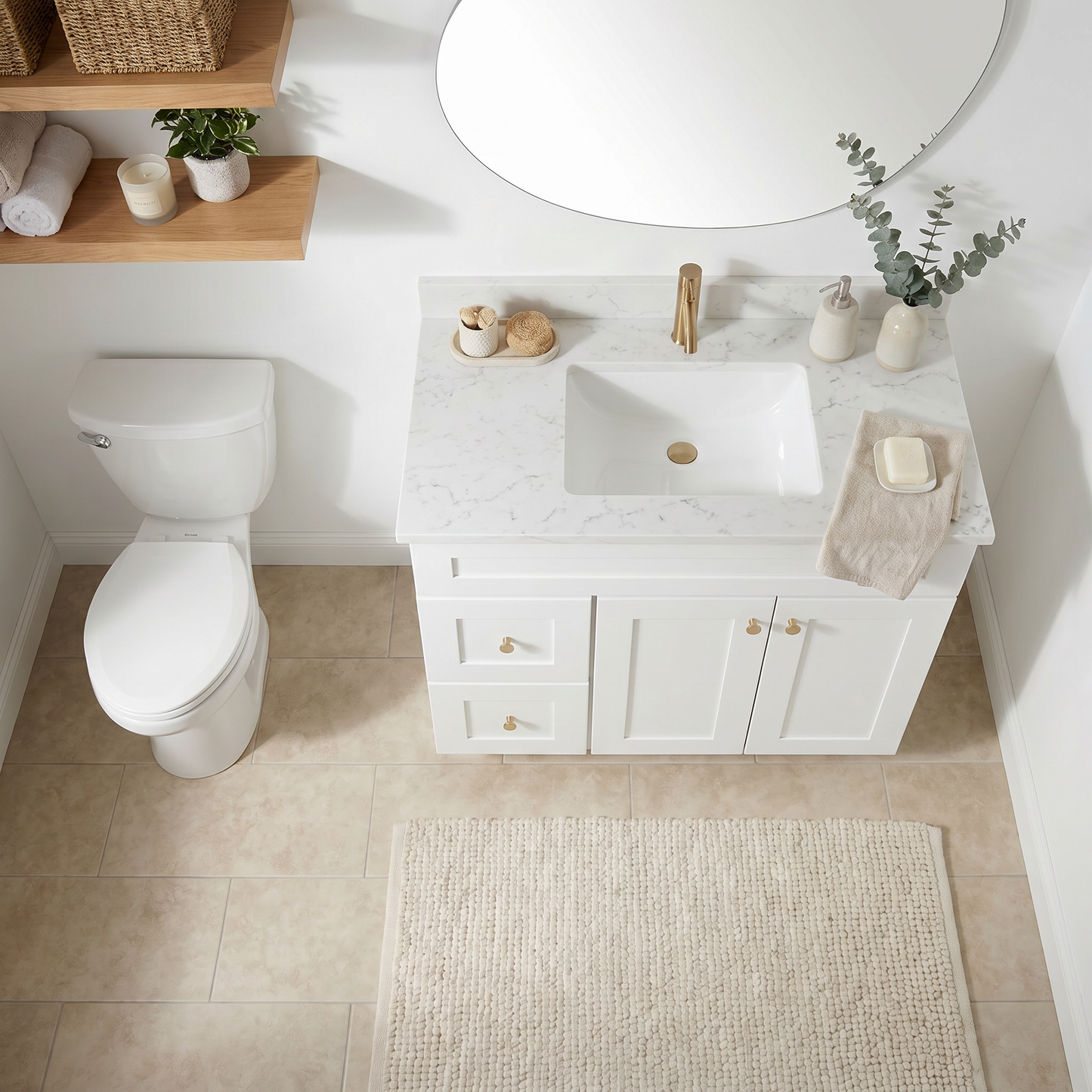 36" White Shaker Vanity – Single Sink