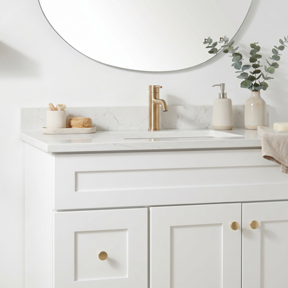 36" White Shaker Vanity – Single Sink