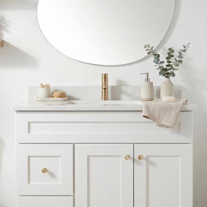 36" White Shaker Vanity – Single Sink