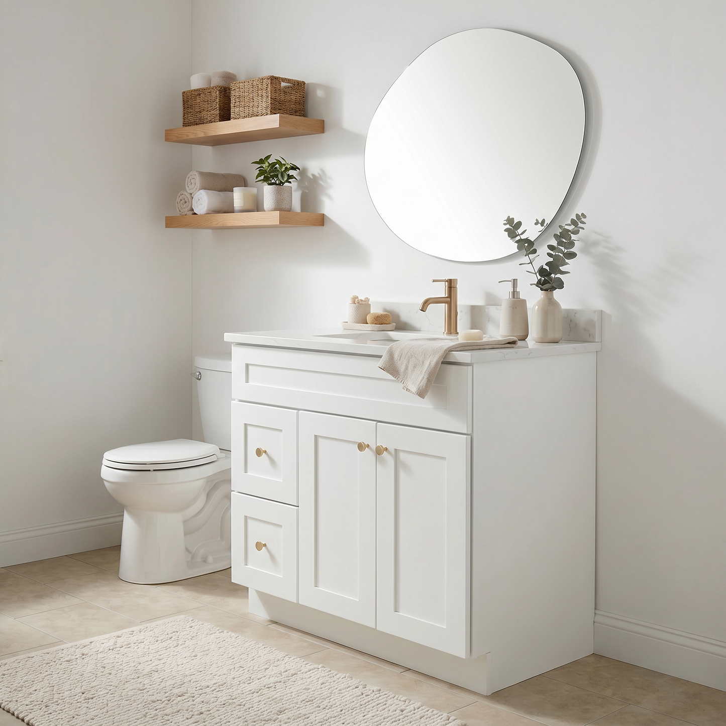 36" White Shaker Vanity – Single Sink