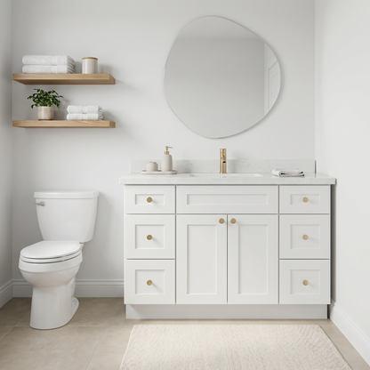 48" White Shaker Vanity – Single Sink