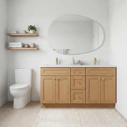 60" White Oak Shaker Vanity – Double Sink