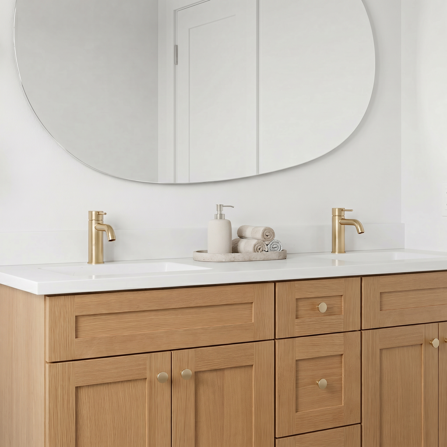 60" White Oak Shaker Vanity – Double Sink