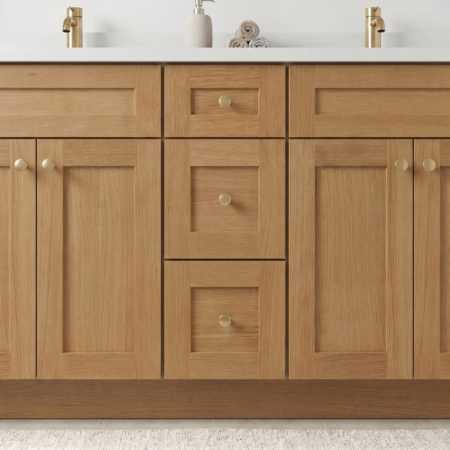 60" White Oak Shaker Vanity – Double Sink