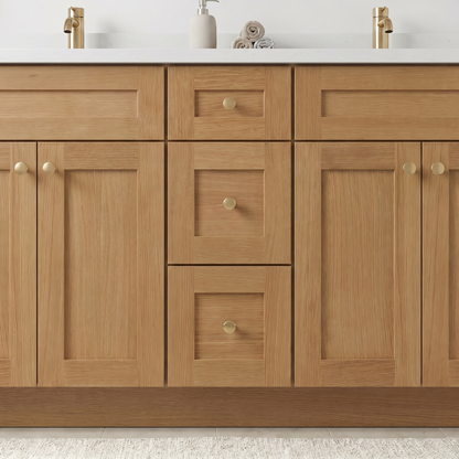 60" White Oak Shaker Vanity – Double Sink