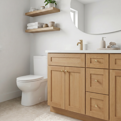60" White Oak Shaker Vanity – Double Sink