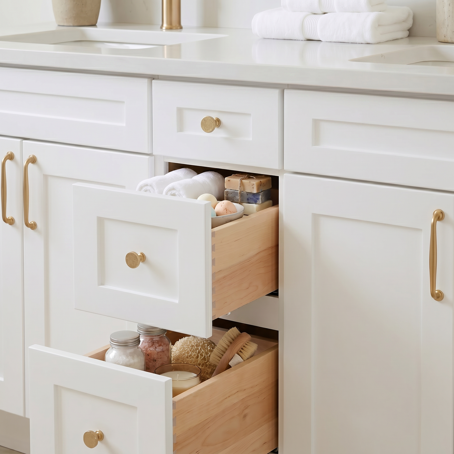 60" White Shaker Vanity – Double Sink