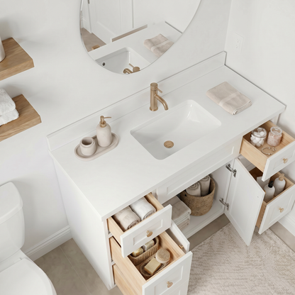 48" White Shaker Vanity – Single Sink