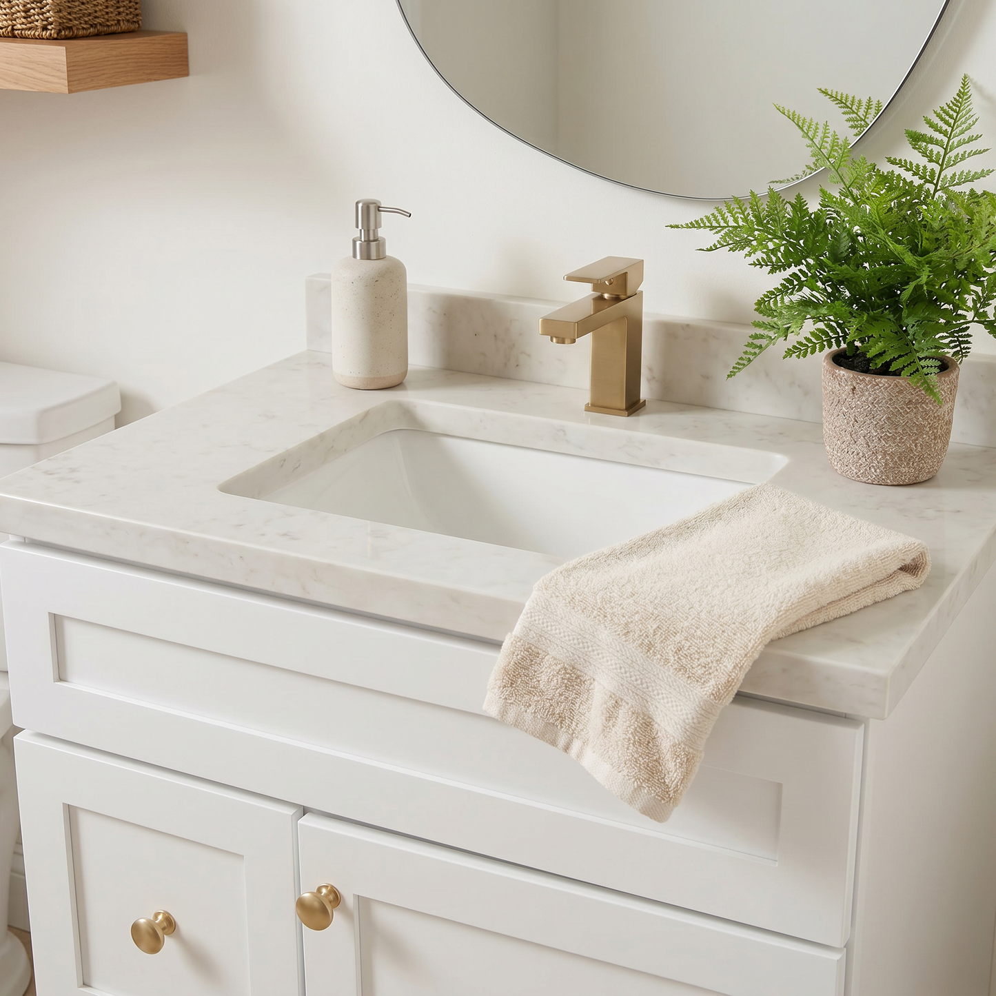 30" White Shaker Vanity – Single Sink