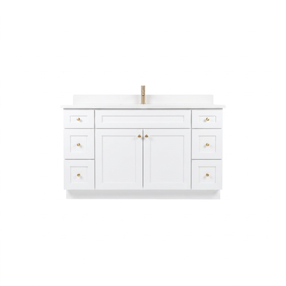 60" White Shaker Vanity – Single Sink